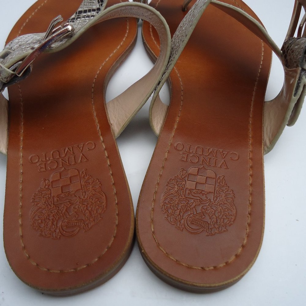 SIZE 7.5. Vince Camuto leather snakeskin print sandals. - Picture 6 of 11